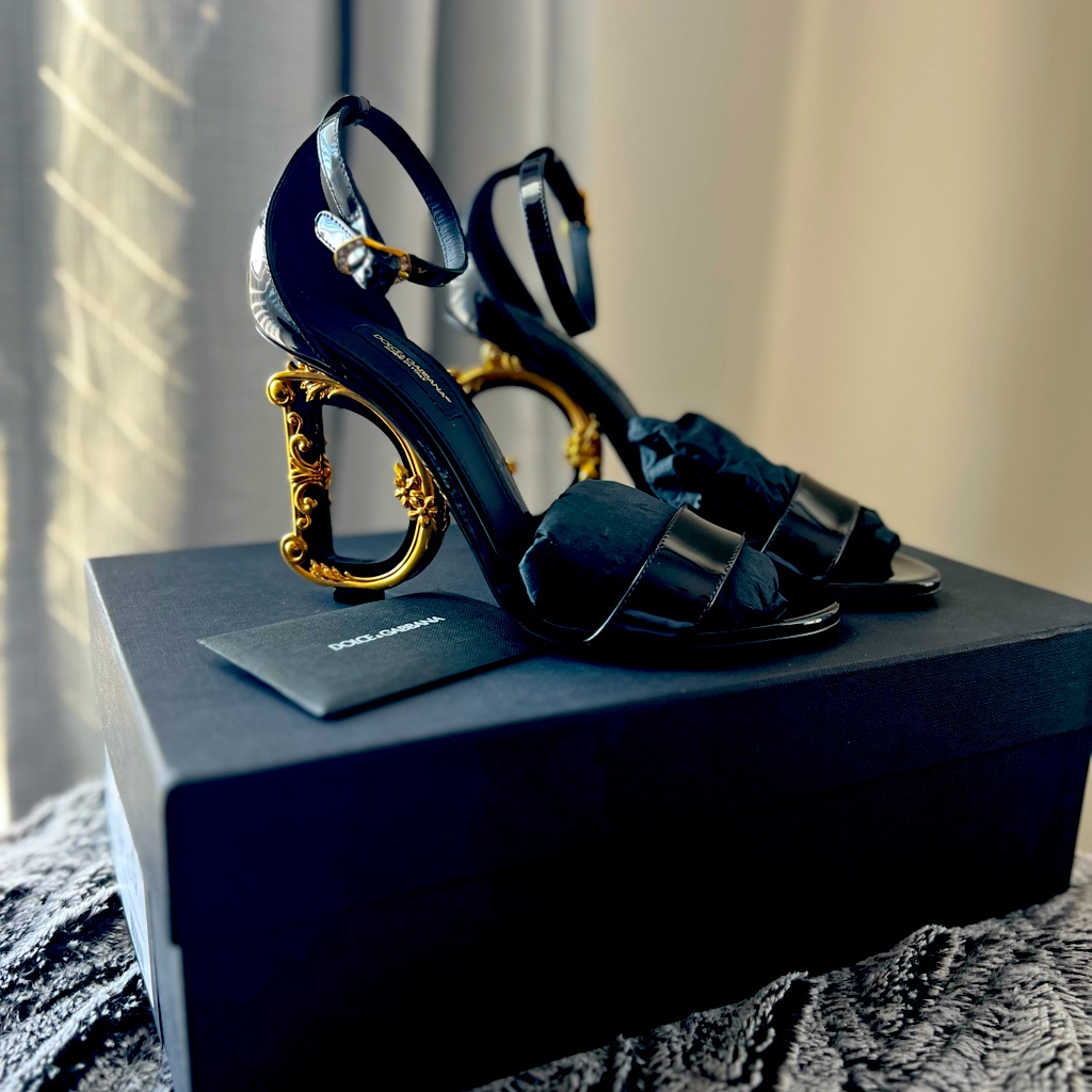 Dolce  Gabbana Logo Embellished Heel Sandals Brand New And Authentic